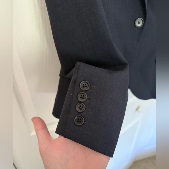 Theory Women's Navy Blue Single Button Blazer Wool Lycra Blend Size 2 - Picture 4 of 7